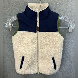 EUC Carter's Sherpa Color block Fleece Vest - Kids' 4T - Pockets Zip-up White